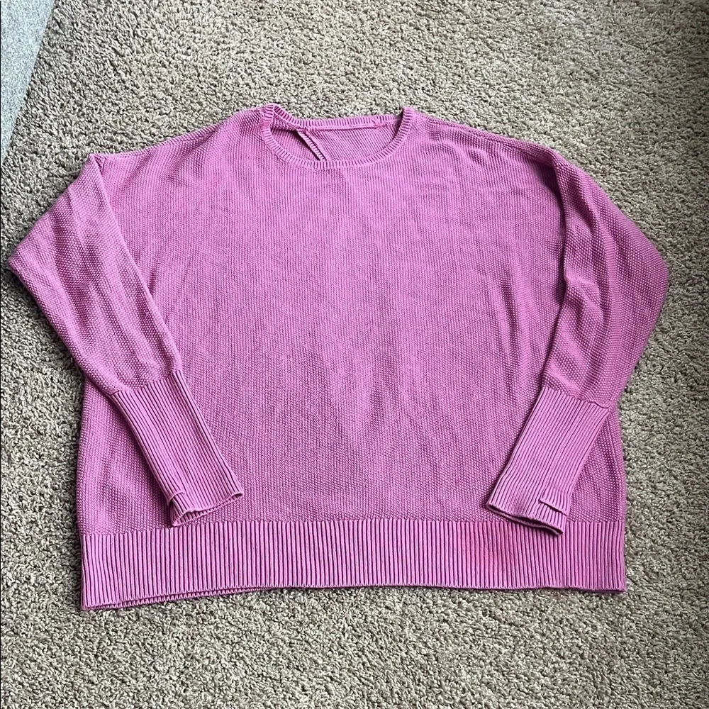 lululemon cashmere blend cashlu crossover pink open back sweater